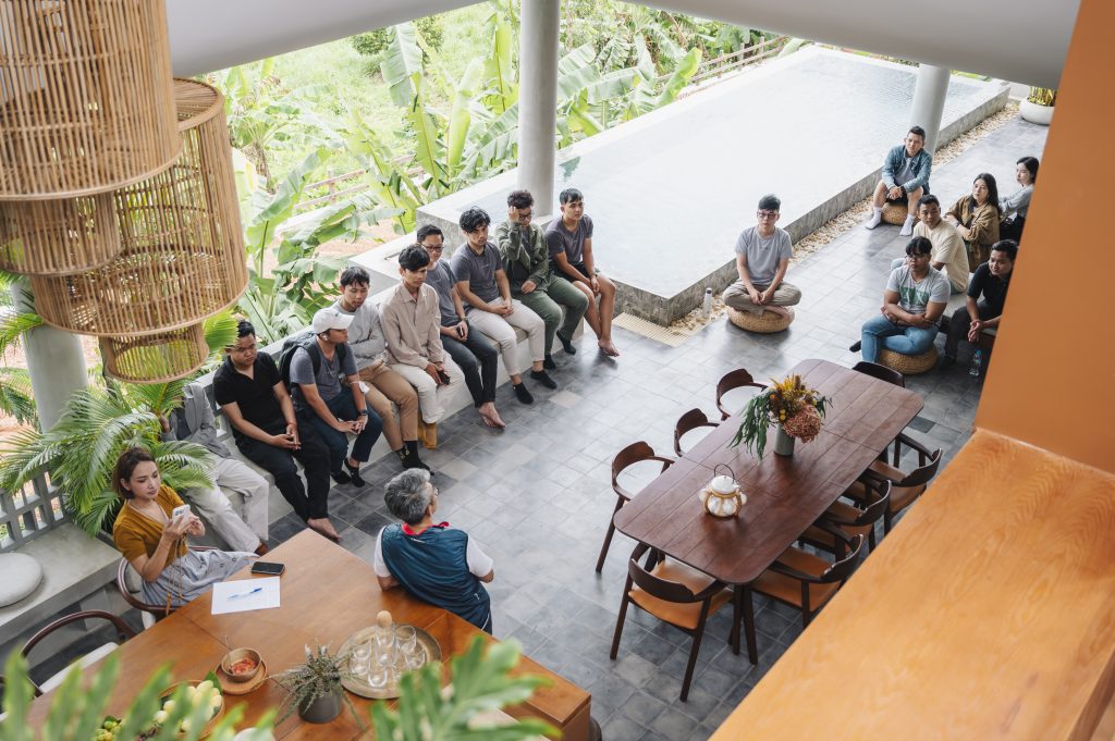 Amaya team having a meeting on the property